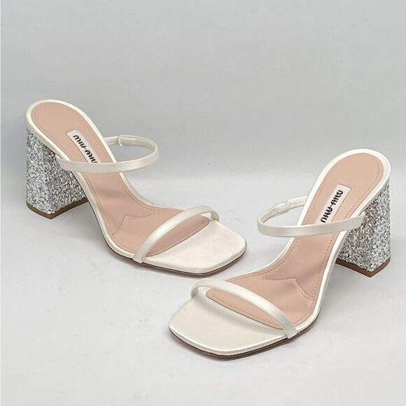 Miu Miu Glitter High Block Heel Sandals size 35 - Picture 5 of 16